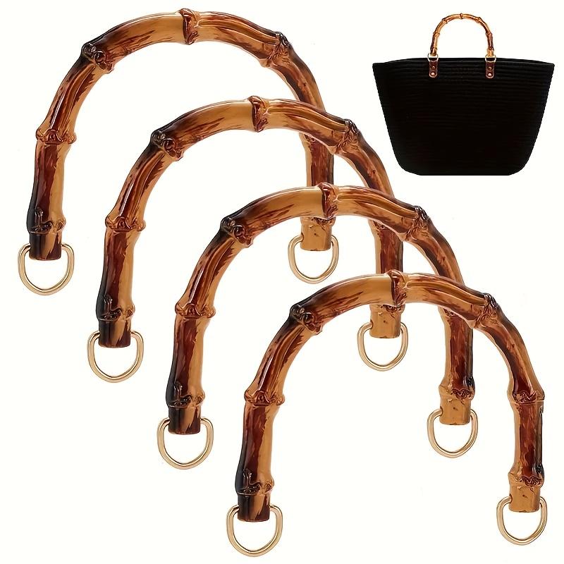 

Пластиковые бамбуковые ручки для кошелька (4шт) - Включены железные D-кольца и ручки-крючки, гладкие и прочные для изготовления сумок своими руками Bag handle