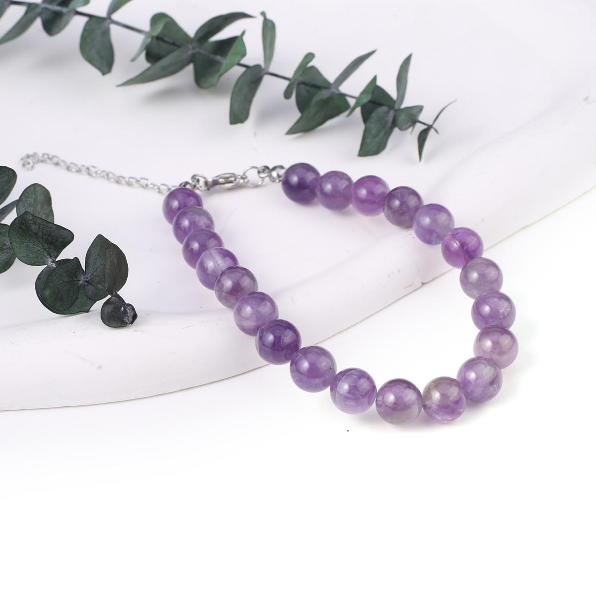 

Новый стильный женский браслет, натуральный камень, флюорит/агат/розовый кварц/унакит, бусины 8X8 мм, подвески для женщин, подарок на день рождения Amethyst