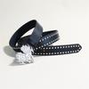 Punk PU Leather Belt with Heart Buckle Rivet Studded Belt for Female Cool Waiststrap for Pants Jeans Simple Waist Decors