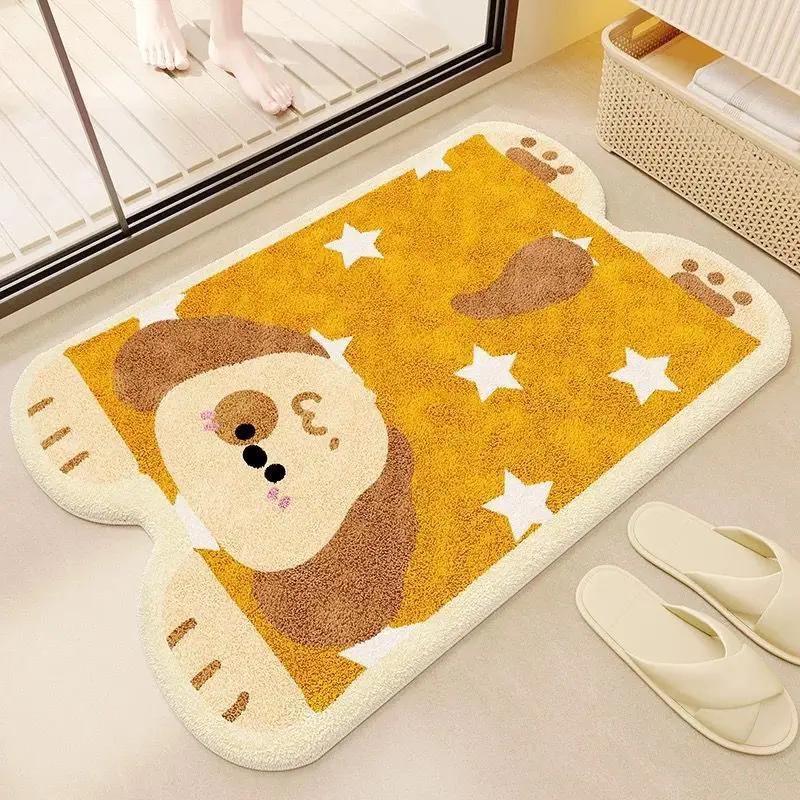 Kawaii Tijger Vormige Badmat, Pluizige Antislip Waterabsorberende Deurmat, Schattig Zacht Tapijt voor Badkamer Wastafel, Badkuiprand 40X60CM(1.3X2FT
