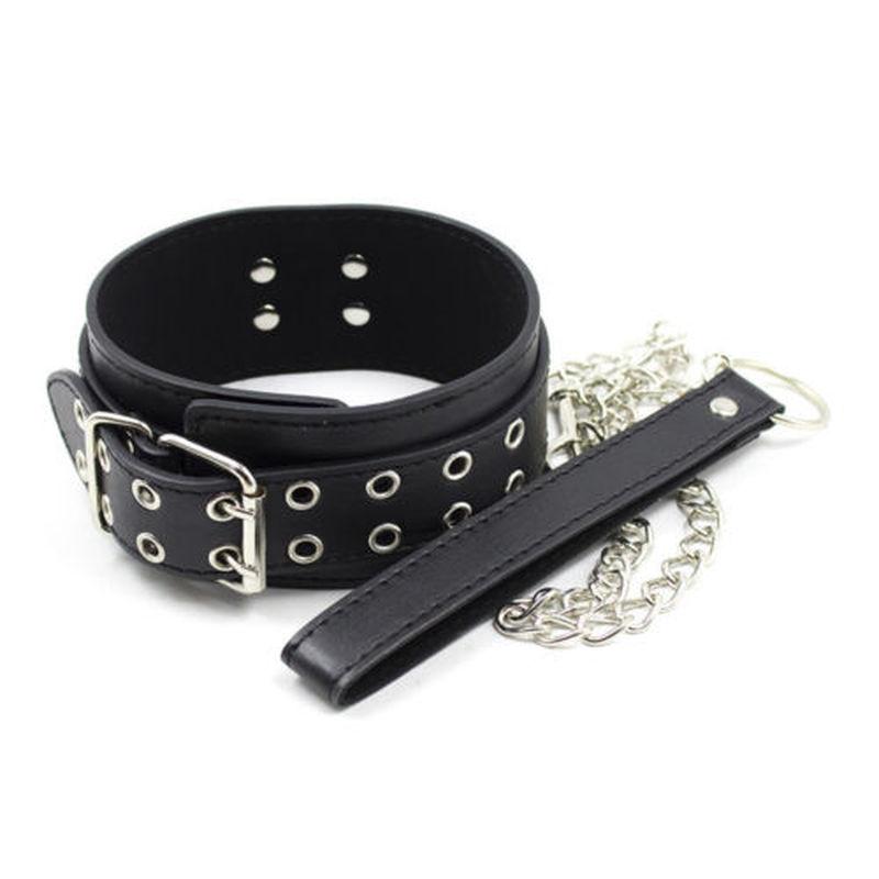 High Quality Black PU Leather Neck Collar Hand Cuffs Ankle Cuffs Sex Toys For Couples Slave Bondage   Restraints Kit