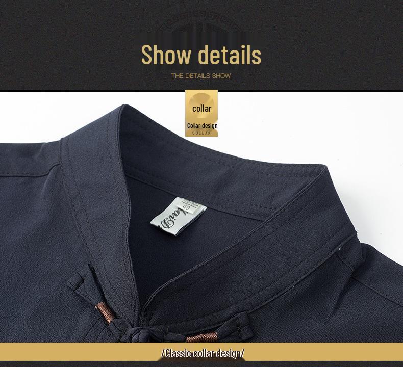 Autumn Solid Color Tang Suit for Middle-Aged & Elderly Men: Loose Fit, Large Size, Perfect for Morning Exercise & Daily Casual Wear