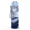 1PC Dark Blue Fluid Marble Pattern 750ml Color Plastic Sports Water Bottle Leakproof Flip Straw Lid Suitable for Sports Office Home Use