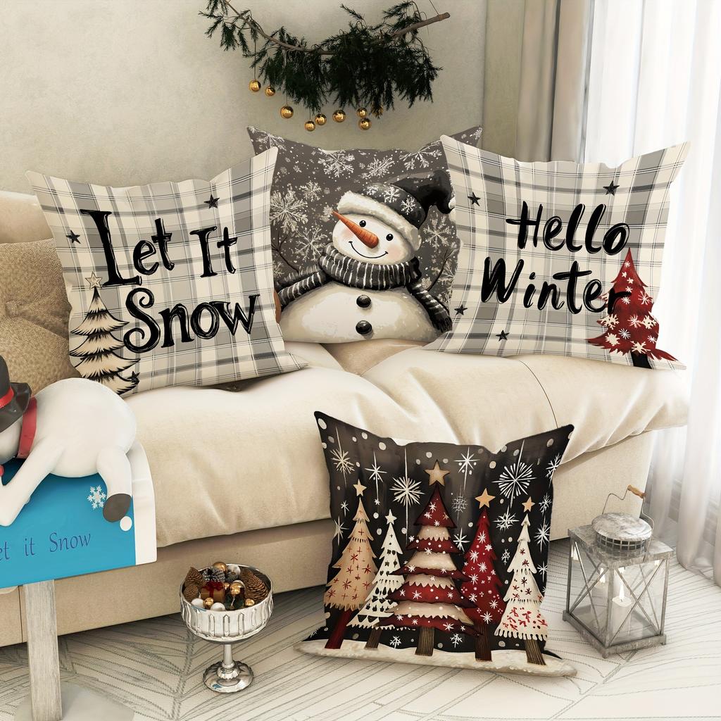 Christmas Decoration Pillowcase New Year Gift Christmas Tree Snowman Pillow Cover Home Room Decoration Sofa Cushion Cover