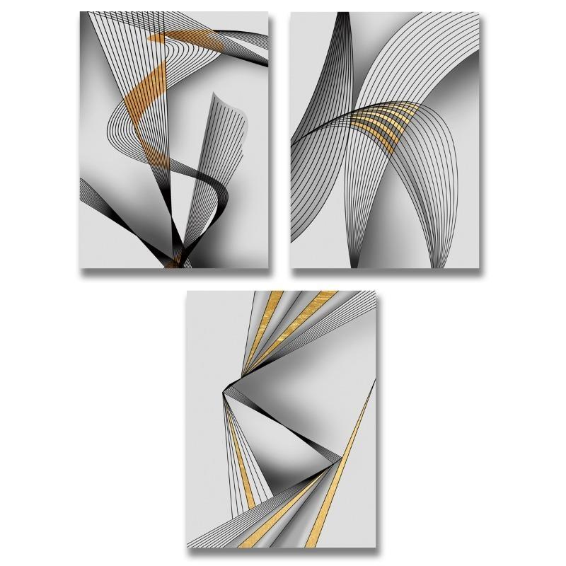 Modernes Abstraktes Linien Geometrisches Streamer Leinwandgemälde Wandkunst Drucke Poster für Wohnzimmer Dekor Kein Rahmen