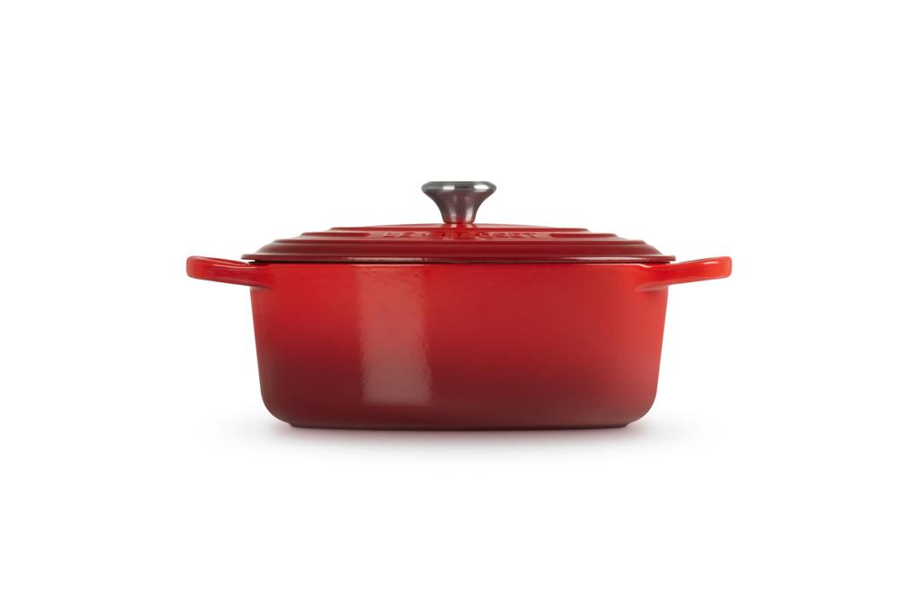 Le Creuset Litý smaltovaný hrnec Signature Cocotte Oval 25 cm Cherry Red Plynová trouba IH kompatibilní s japonskou [Autorizovaný produkt]