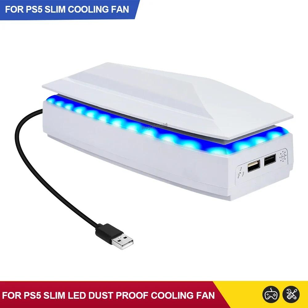 Ventola di Raffreddamento Superiore per PS5 Slim con Luce LED RGB Radiatore Host di Gioco Ventola di Raffreddamento Superiore Antipolvere per Console PS5 Slim