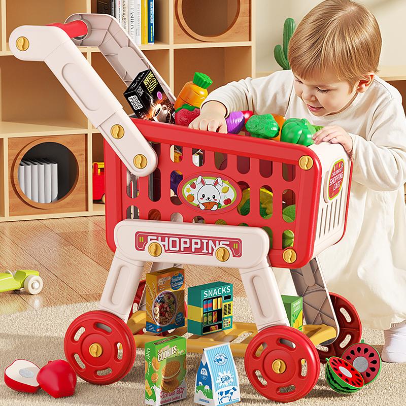 Shopping Cart Toy 33Pcs Kids Baby Children Trolley Game Market Toys Pretend Toys Children Birthday Gift