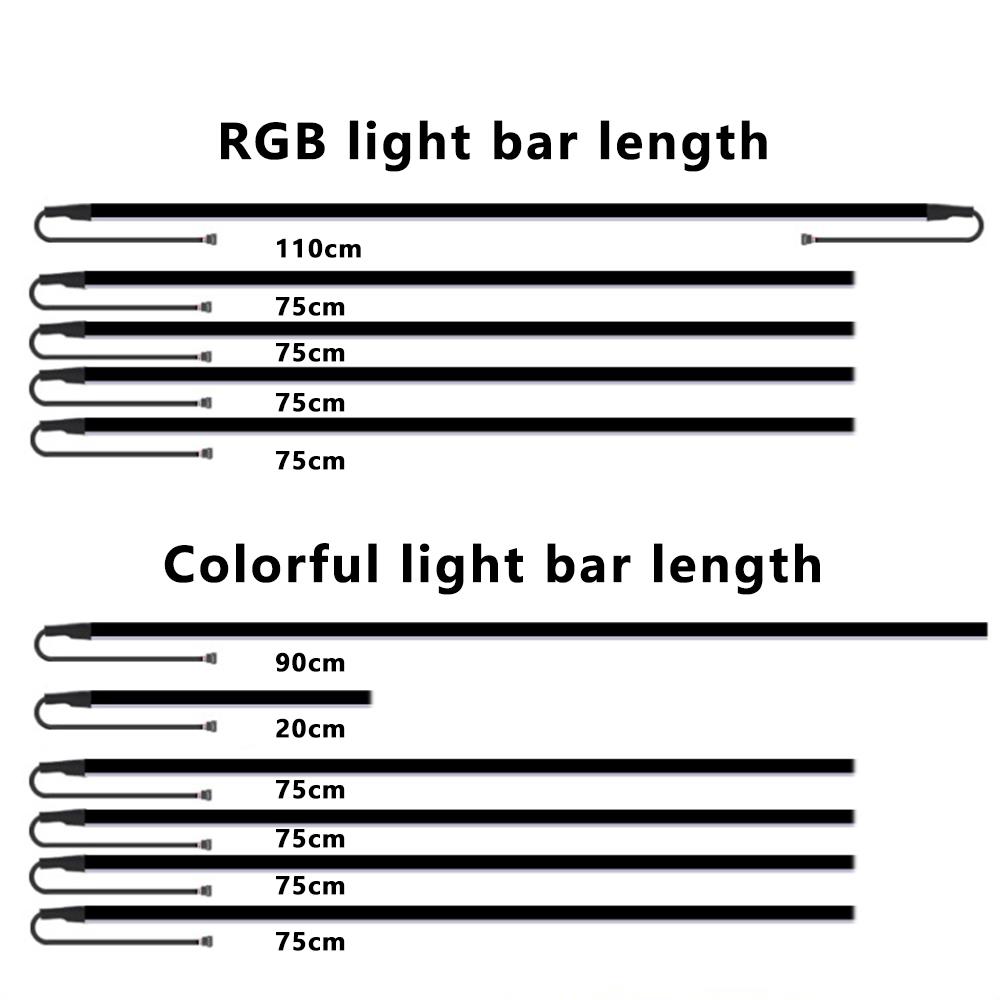 Universal Hide Light Bar Car LED Ambient Light 64 RGB Color Car Interior Acrylic Light Guide Decoration Atmosphere Light 18in 1 Neon Lights 4