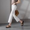 SOFSIL Women's High-Waisted White Flared Cropped Jeans