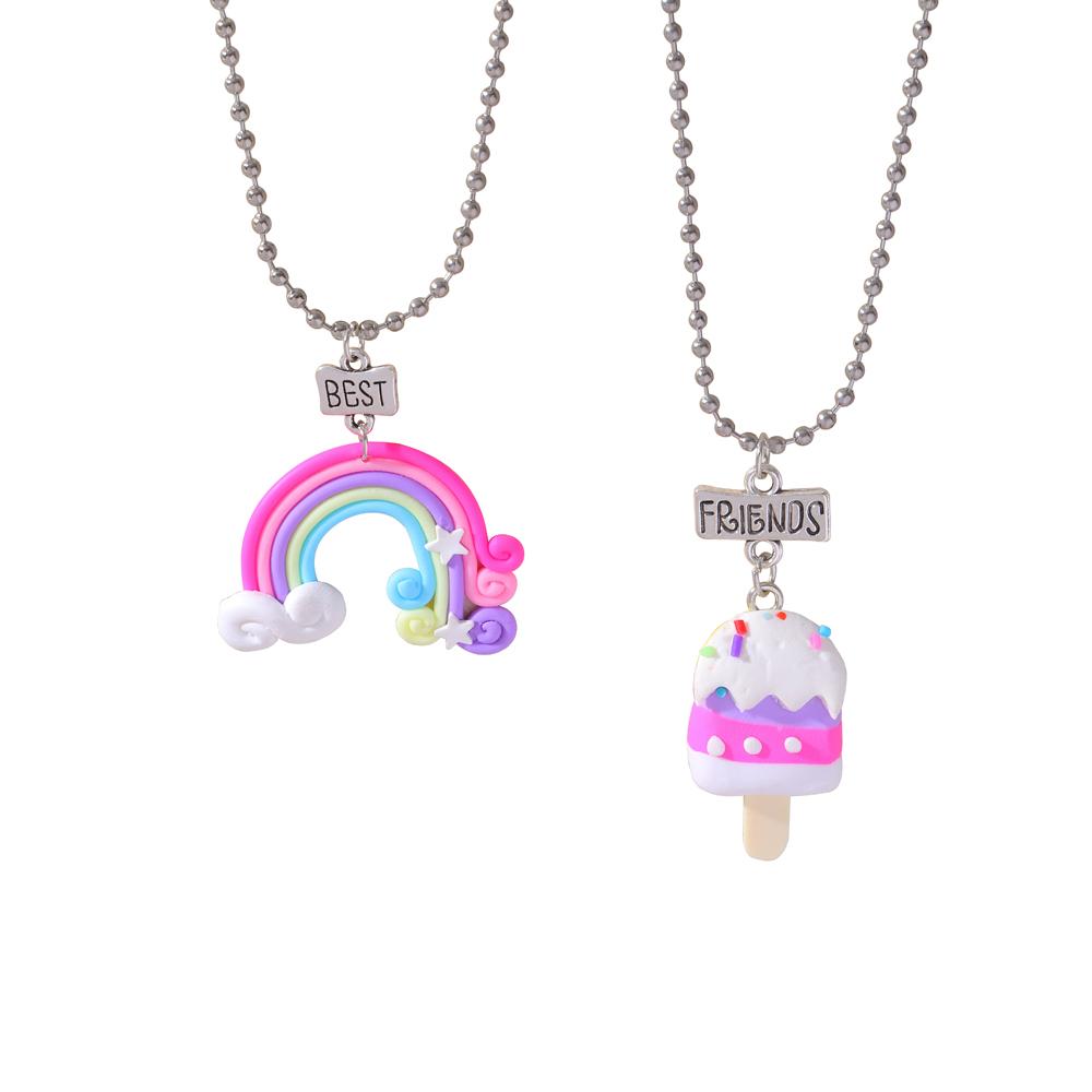 15 Stil Polymer Clay Anhänger Best Friends Halsketten Set BFF Fimo Regenbogen Lutscher Eiswaffeln Anhänger Perlen Kette Kinder Geschenk