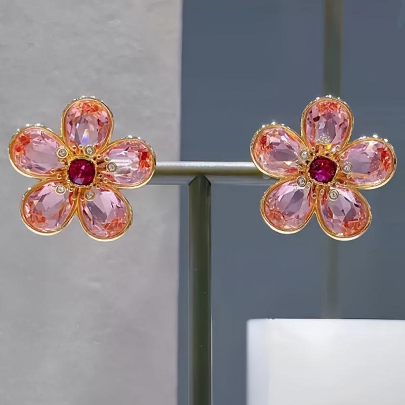 Orecchini a Forma di Petalo di Fiori di Cristallo Rosa alla Moda Orecchini da Donna Adatti per Donne Senior Squisiti Gioielli di Fascino