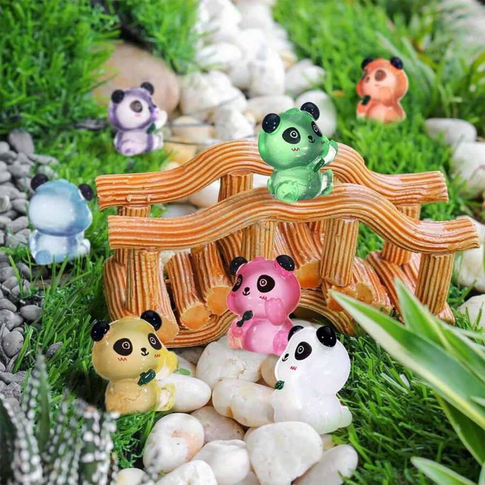 Xiaomi 7/14/21Pcs Luminous Mini Resin Panda Figurines Glow in The Dark Panda Animal Miniature for Landscape Garden Home Decor