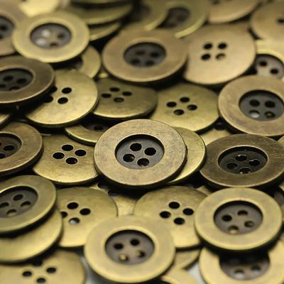 10pcs Distressed Metal Buttons 12/15/20mm Worn-out Old Metal Color 4-hole Buttons Clothing Sewing Accessories
