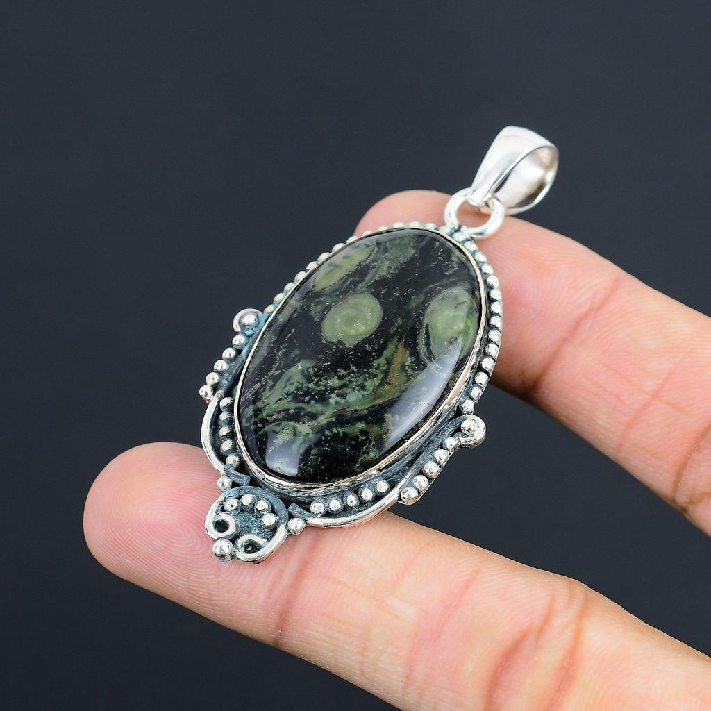 Sisters Day Sale Oval Natural Kambaba Jasper Trendy Wife Pendant Sterling Silver