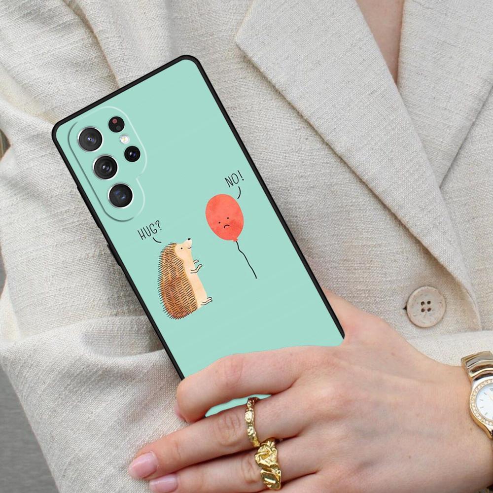 Hedgehog and Balloon Cell Phone Case for Samsung Galaxy S26 Ultra S25 S24 S23 S22 S21 S20 Note10 Cover