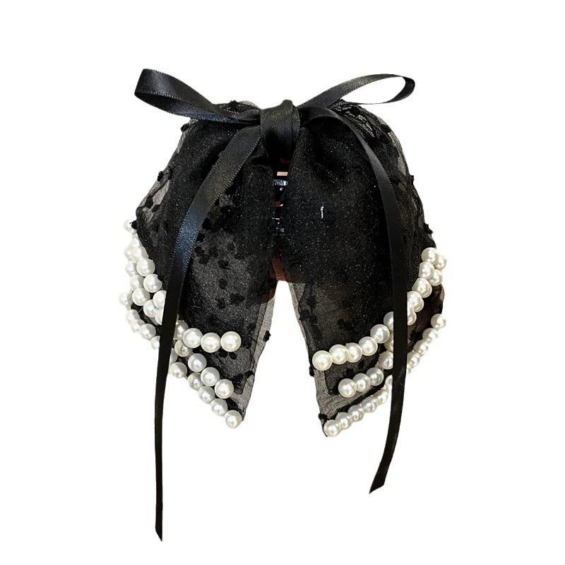 1PC Hairpin for Women Girls Hair Claw Multi-layered Bow Hair Clips Fashion with Pearl Stain Bow Ribbon