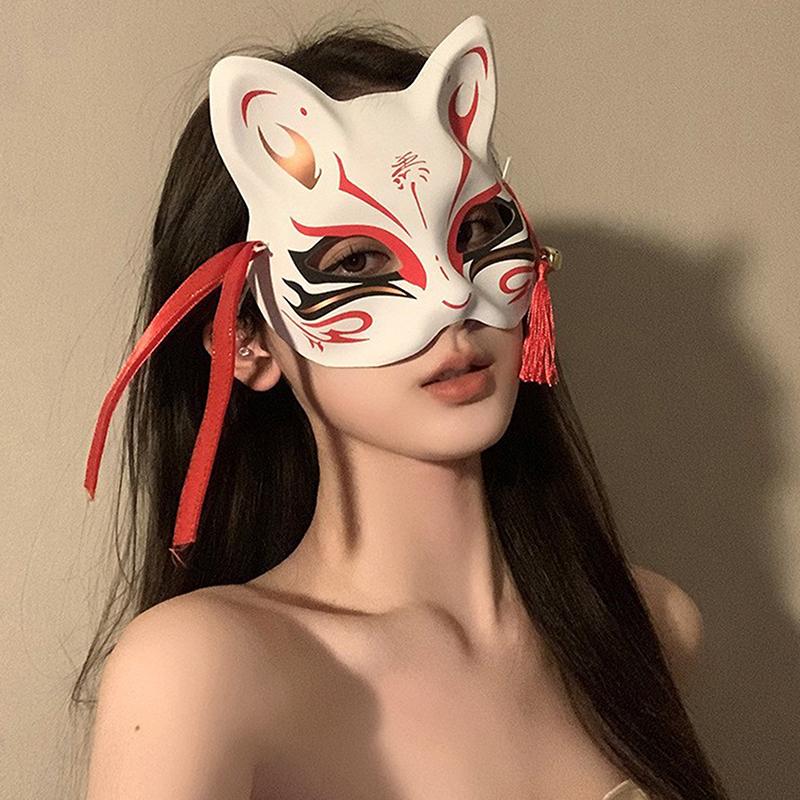 Halloweenská maska ​​Maska na půl obličeje Cos Dragon God Divoký Tiger Night Fork Tengu Man Wolf Mask Performance Skull Masks