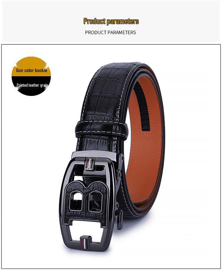 

Мужской кожаный ремень с автоматической пряжкой - Универсальный повседневный модный пояс 130cm чёрный