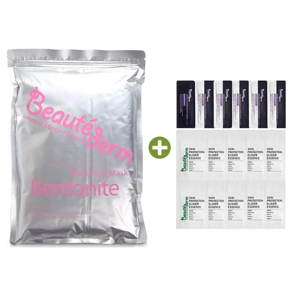 BEAUTEDERM Bentonite Modeling Mask Pack 1kg + 35ml Best Sample Soothing, Sebum & Impurity Removal