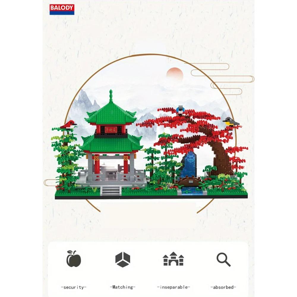 Chinese Architecture Building Blocks Diy Love Evening Pavilion Tree Garden Bridge River Model Bricks Diy Toys For Kids Gifts
