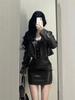 Damska Czarna Skórzana Kurtka PU w Stylu Spicy Girl - Trend Wiosna/Jesień 2025 High-End