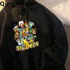 Digimon Huvtröjor Dam Koreansk Stil Y2k Estetik Harajuku Anime Träningsdräkt Med Huva Gotiska Kläder Harajuku Unisex Damtopp