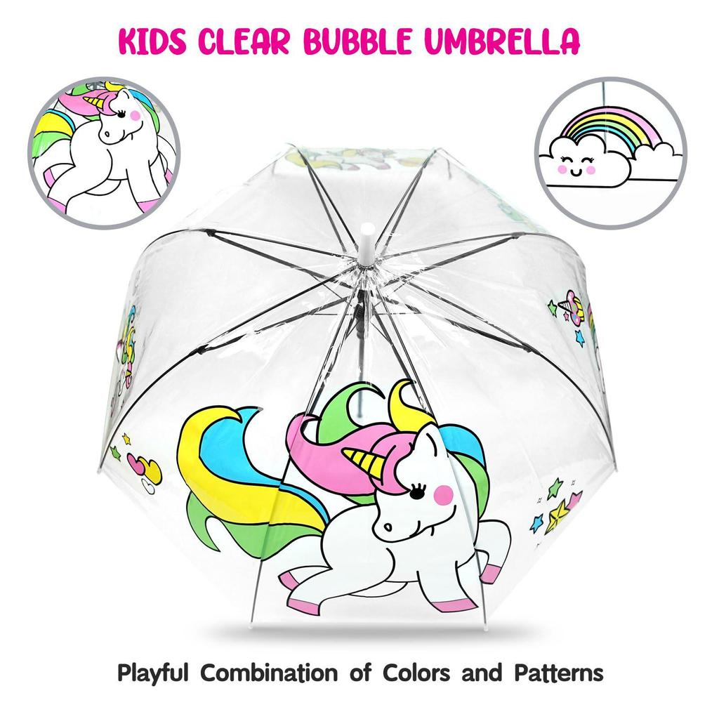 Unicorn Windproof Transparent Children's Rainbow Umbrella