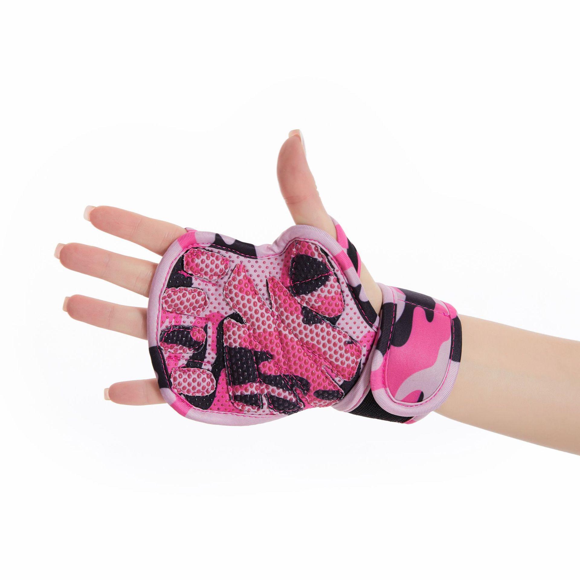 Fingerless Gloves for Men Women Fitness Workout Weight Lifting Training Gym Exercise S розовый