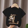 Mouse Leopard Letter A B C Name Print Unisex Women Tops Kids Tshirt Clothes Black Short Sleeve Black T Shirt