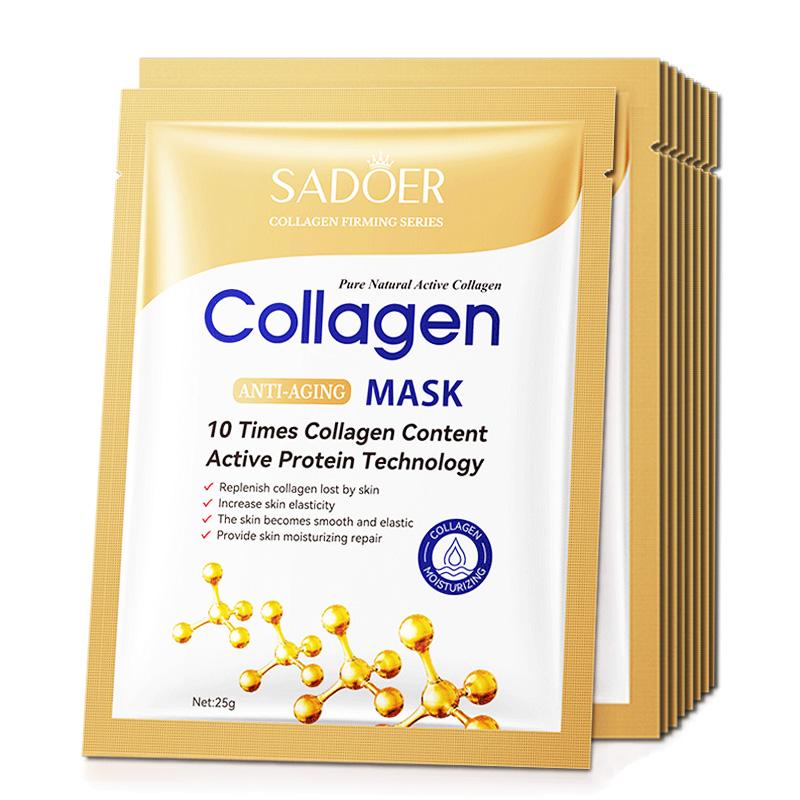 10PCS Collagen Anti Wrinkle Facial Mask Anti Aging Fade Fine Lines Firm Skin Moisturizing Brightening SkinCare Korean Cosmetics
