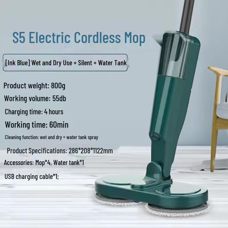 Wireless USB Rechargeable Floor Scrubber with Spray, Humidification, and Electric Mop Function