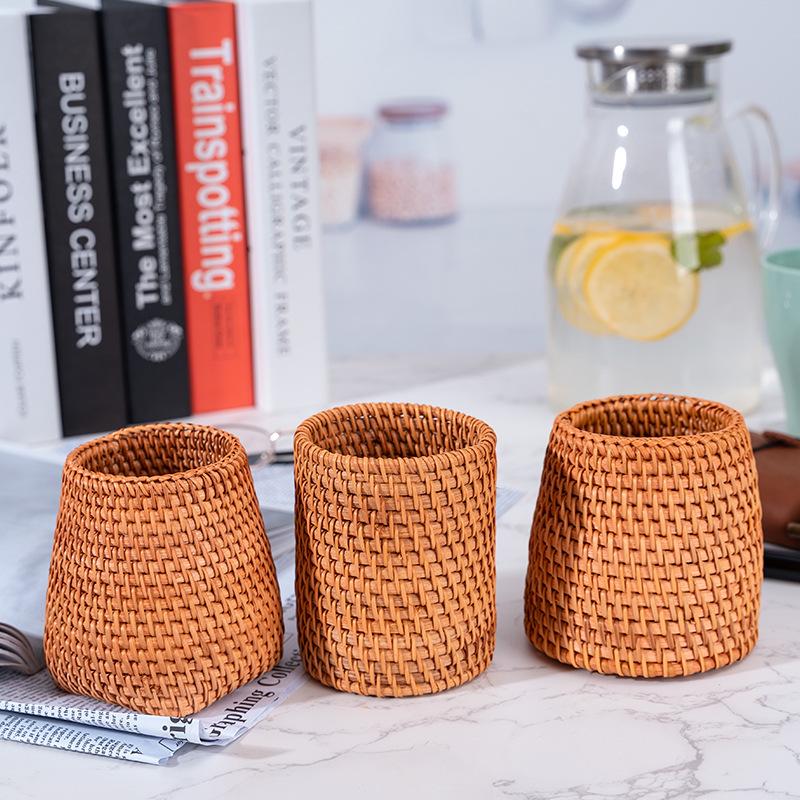 Vietnam Rattan Tea Caddy & Pen Holder Set