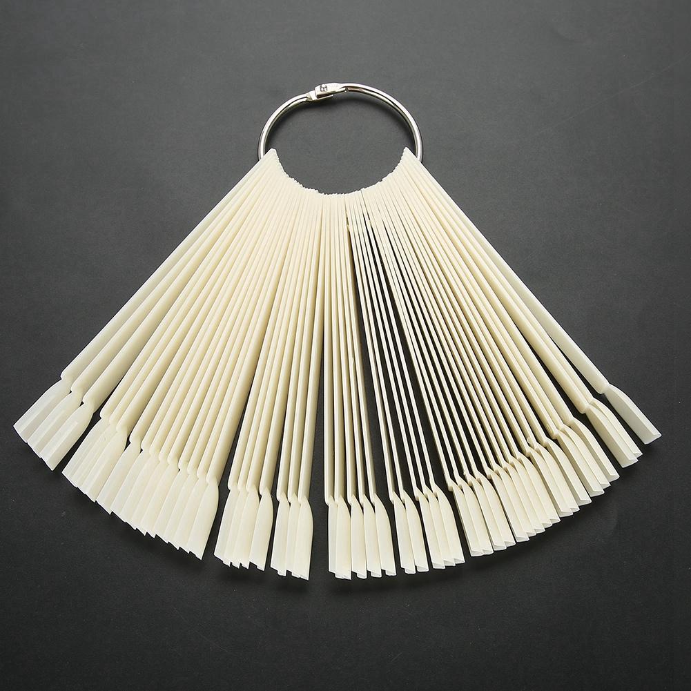 100Pcs Celsius Bag Fan False Nail Tip Stick Manicure Polish Gel Display Practice Tools(White)