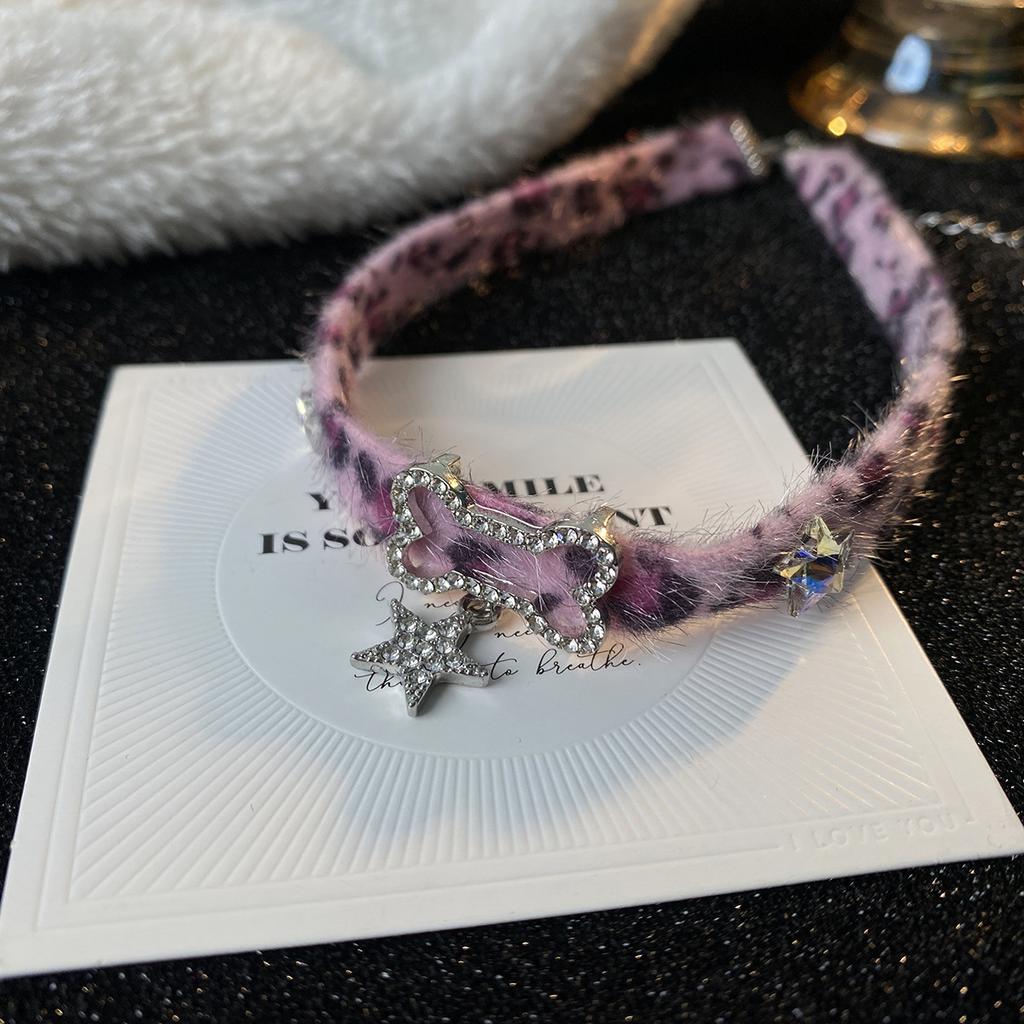 Plüsch Leopard Knochen Halskette Choker Koreanische Kawaii Fashion Star Anhänger Halskette Harajuku Sexy Zubehör Frauen Y2K Schmuck Geschenk