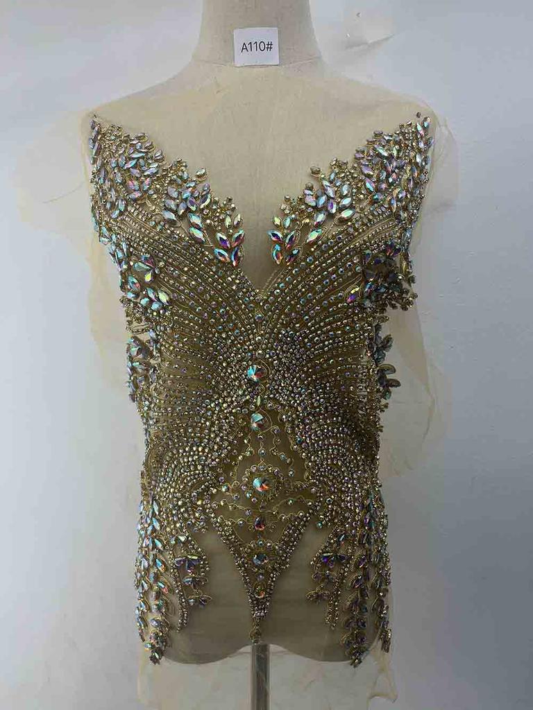 Halloween 3D Glass Corset Dress with Stretch Feature Halloween Sequined Corset with Rhinestone Motif Applique Sew-On Garment