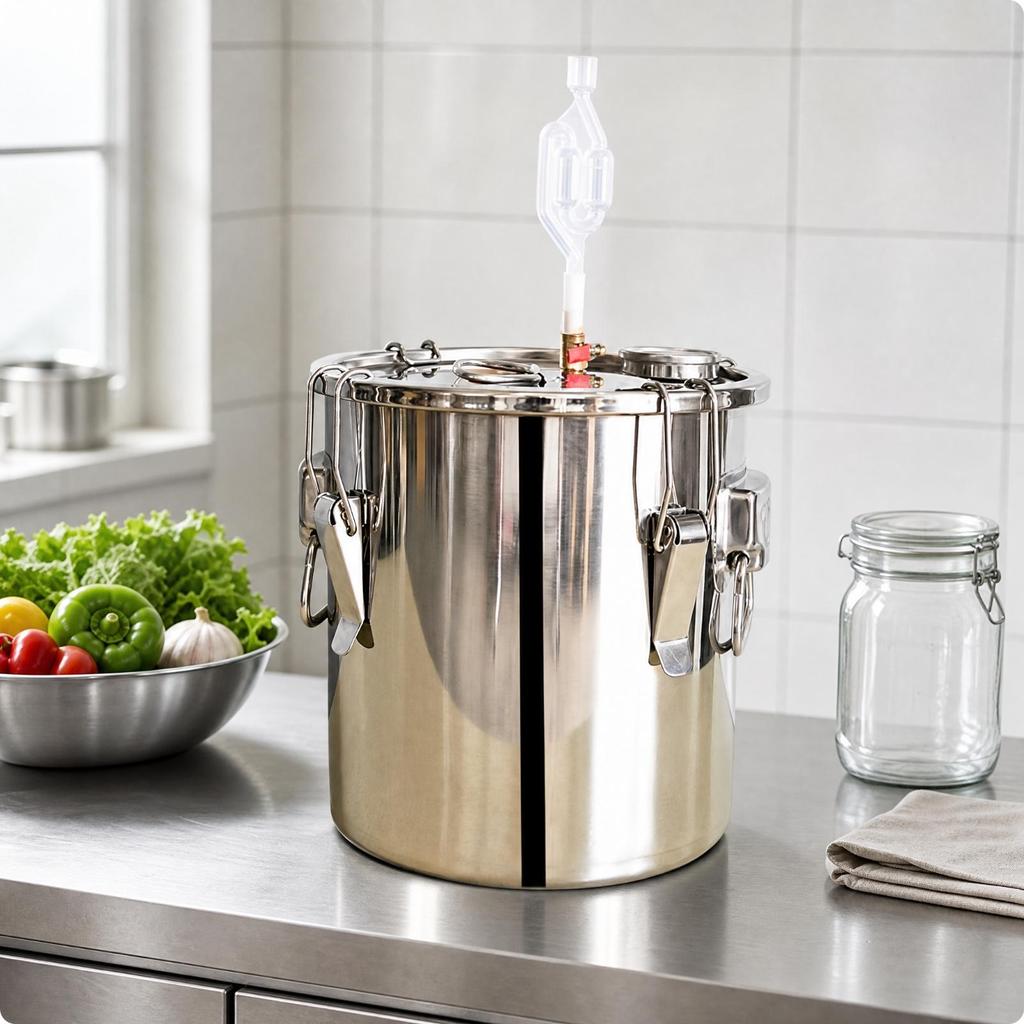Stainless Steel Barrel with Thermometer Airtight Clamp-Lid Fermentation
