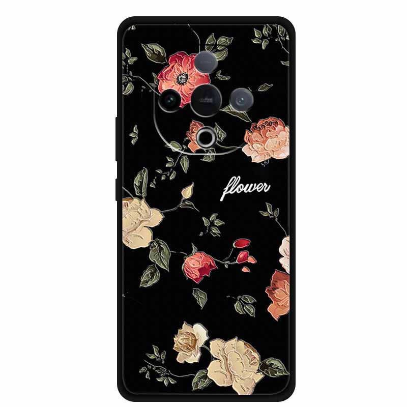 For Vivo Y300 5G Case 3D Emboss Flower Black Silicone Soft Back Cover Case For Vivo Y300C 2025 Phone Case 6.77" Coque Shell Para