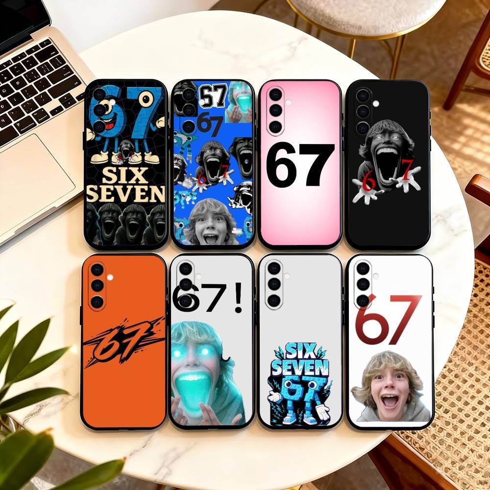 67 Six Seven-n Phone Case Black Silicone Soft For Samsung Galaxy A73,A72,A71,A70,A53,A52,A51