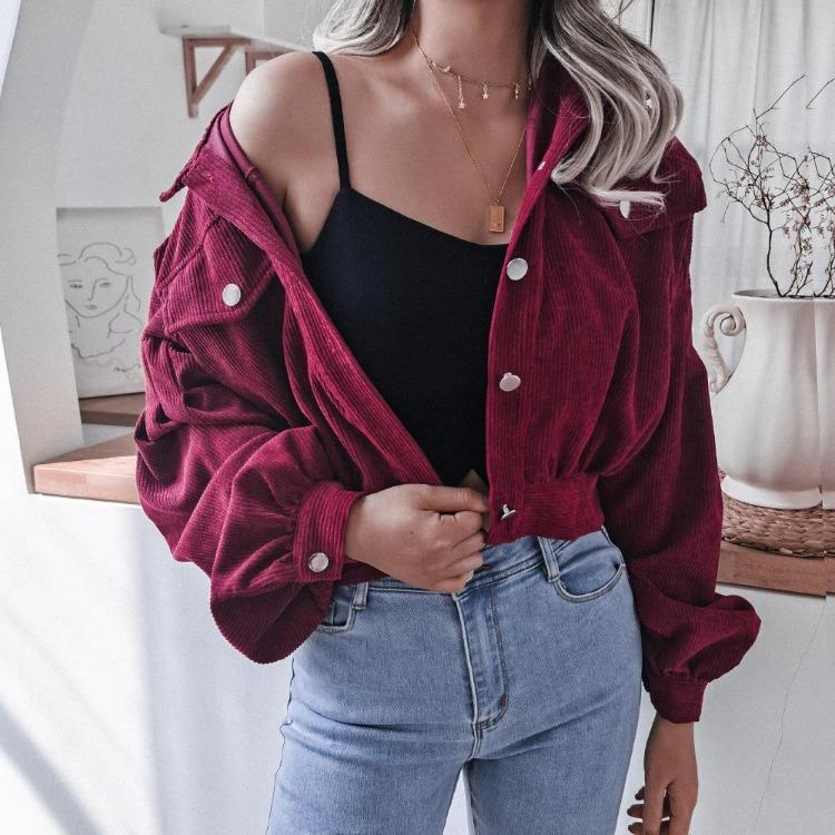 Y2K Vintage Jacket Women Autumn Winter Coat Fashion Casual Elegant Loose Short Balloon Sleeves High Street Amercian Jackets
