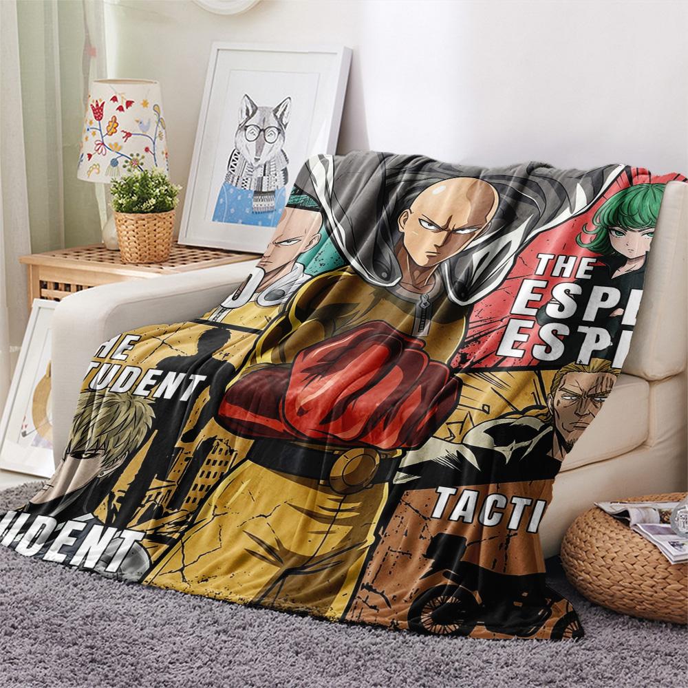 1PC Onepunch Man Patterned Flannel Blanket Suitable For All Seasons For Home Decor Warmth And Comfort Gifts Holiday Present