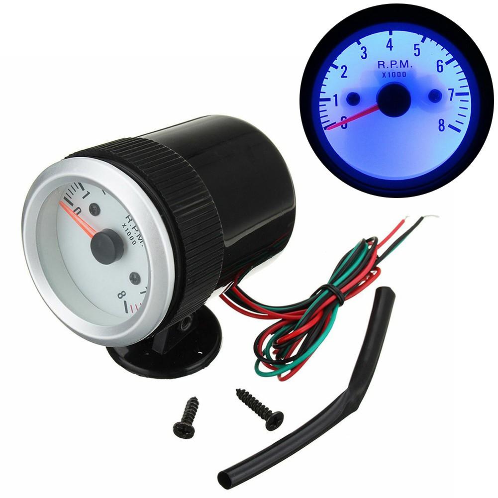 2" 52mm Car Engine Rev Counter 12V Tachometer Pointer Gauge Meter 0-8000RPM