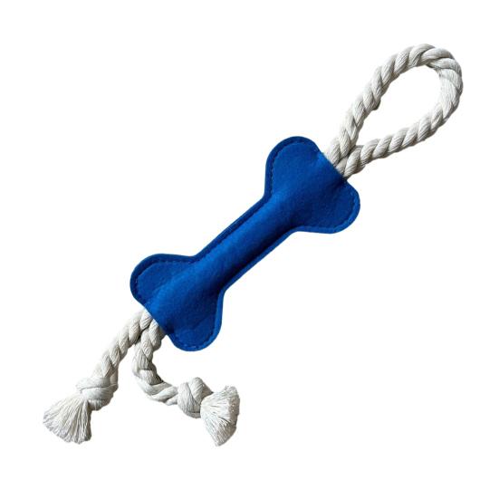 

Dog Rope Toy Felt Bone Dog Chew Toy Interactive Tug-of-War Rope Dog Toy for Teeth Cleaning Puppy Teething