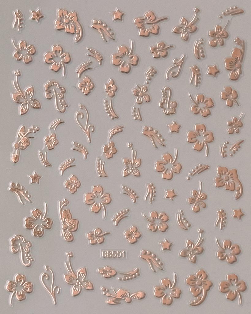 Fresh Little Hibiscus Flower Nail Art Sticker North American Style Hibiscus Small Flower Adhesive Nail Art Sticker Nail Decorative Sticker