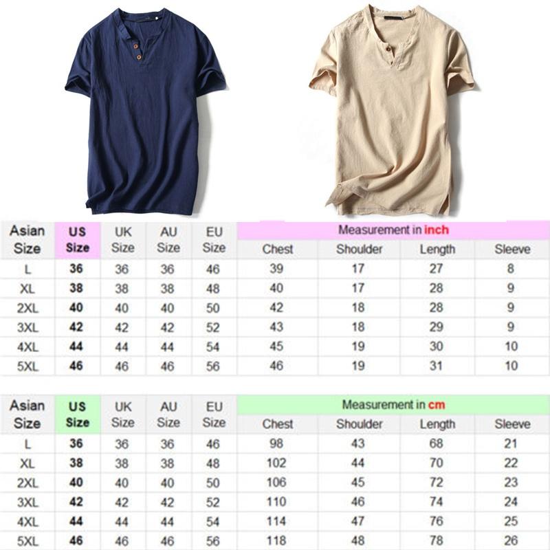 Premium Quality Men Brief T-shirt Summer V-neck Cotton Linen Blouse Top Tee Shirt Plus Size