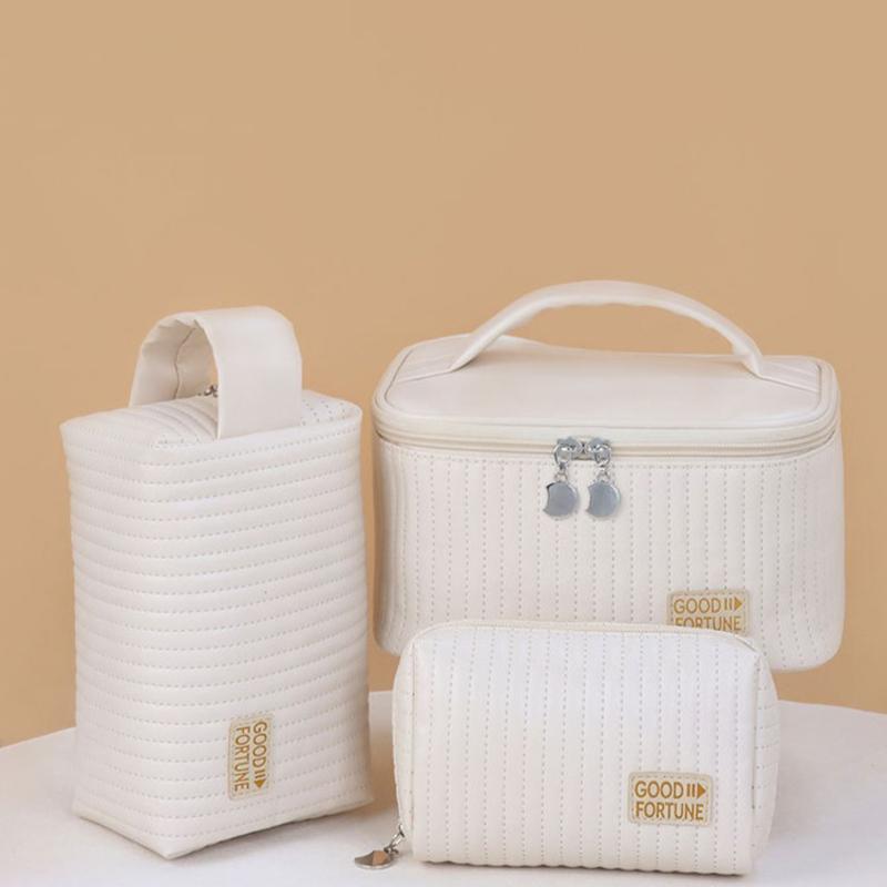 Grote Reiskosmetische Tas Organizer Open Bovenkant Taartvormig Effen Kleur PU Tote Tas