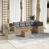 VidaXL Garden Lounge Set with Cushions 7 Pcs Beige Braided Resin 3224148