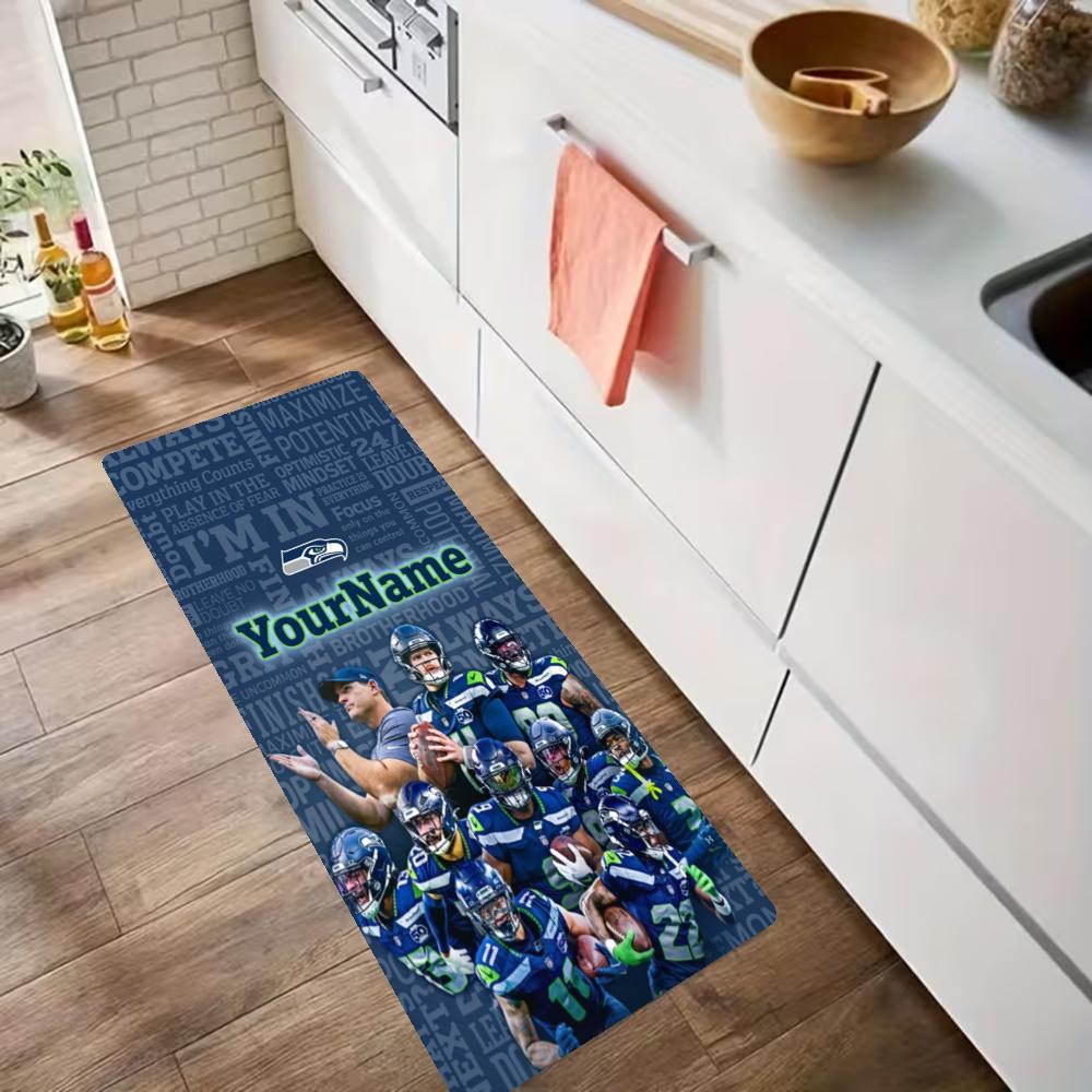 Seattle Seahawks Customize Your Name Kitchen Rug Runner Rug Laundry Mat Hallway Entryway The Best Gift Choice