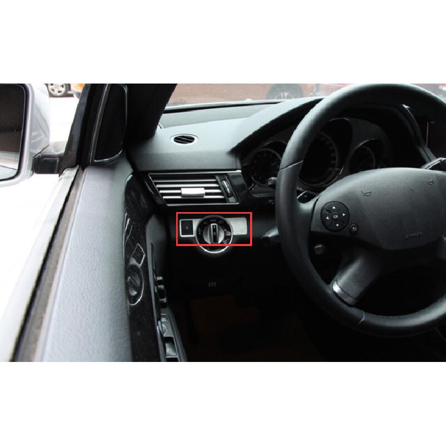 For Benz C-Class 2008-2014 Silver Alloy Headlight Button Control Cover Trim 2PCS