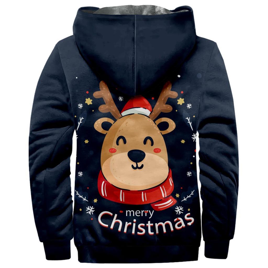 Pánská bunda s vánočním potiskem Pánská jarní a ležérní trendy bunda na zip s kapucí